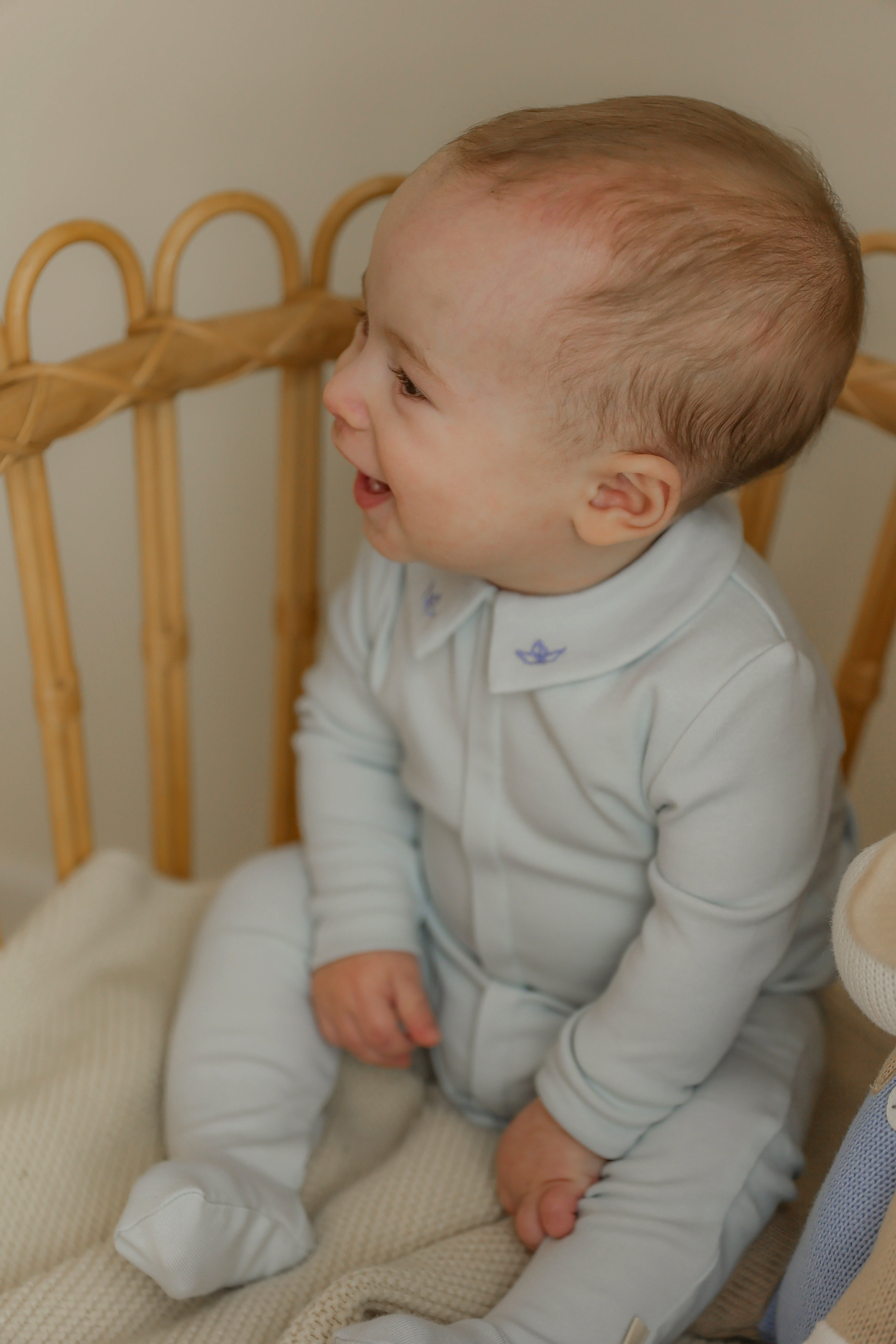 Fake front opening Onesie and Bonnet in by Bebe Bella