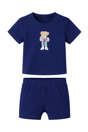 Swimsuit Two Piece With Bear in Navy Blue by Try