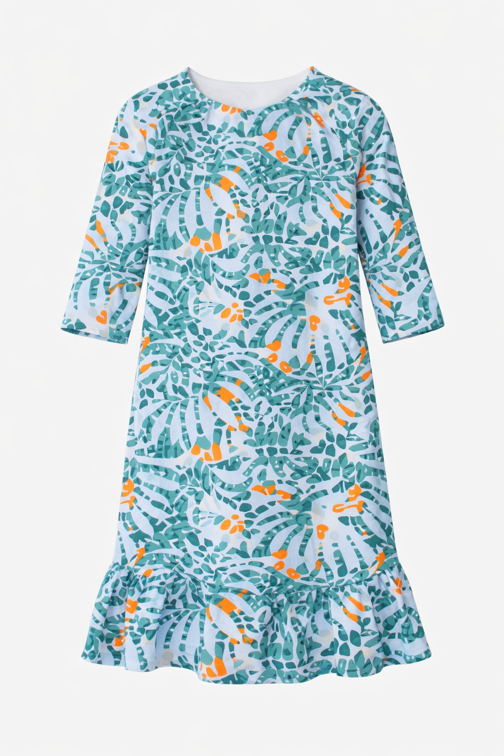 3/4 Sleeve Printed Swim Dress in Blue by Try