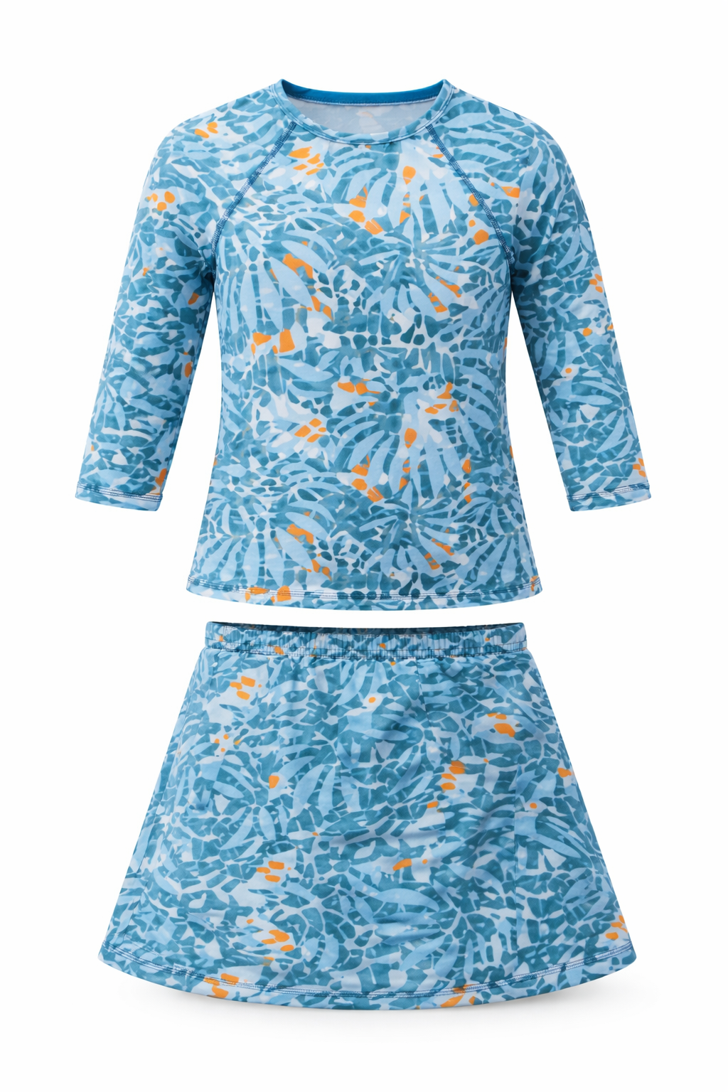 Girls 3/4 Sleeve Printed Swim Set in Blue by Try