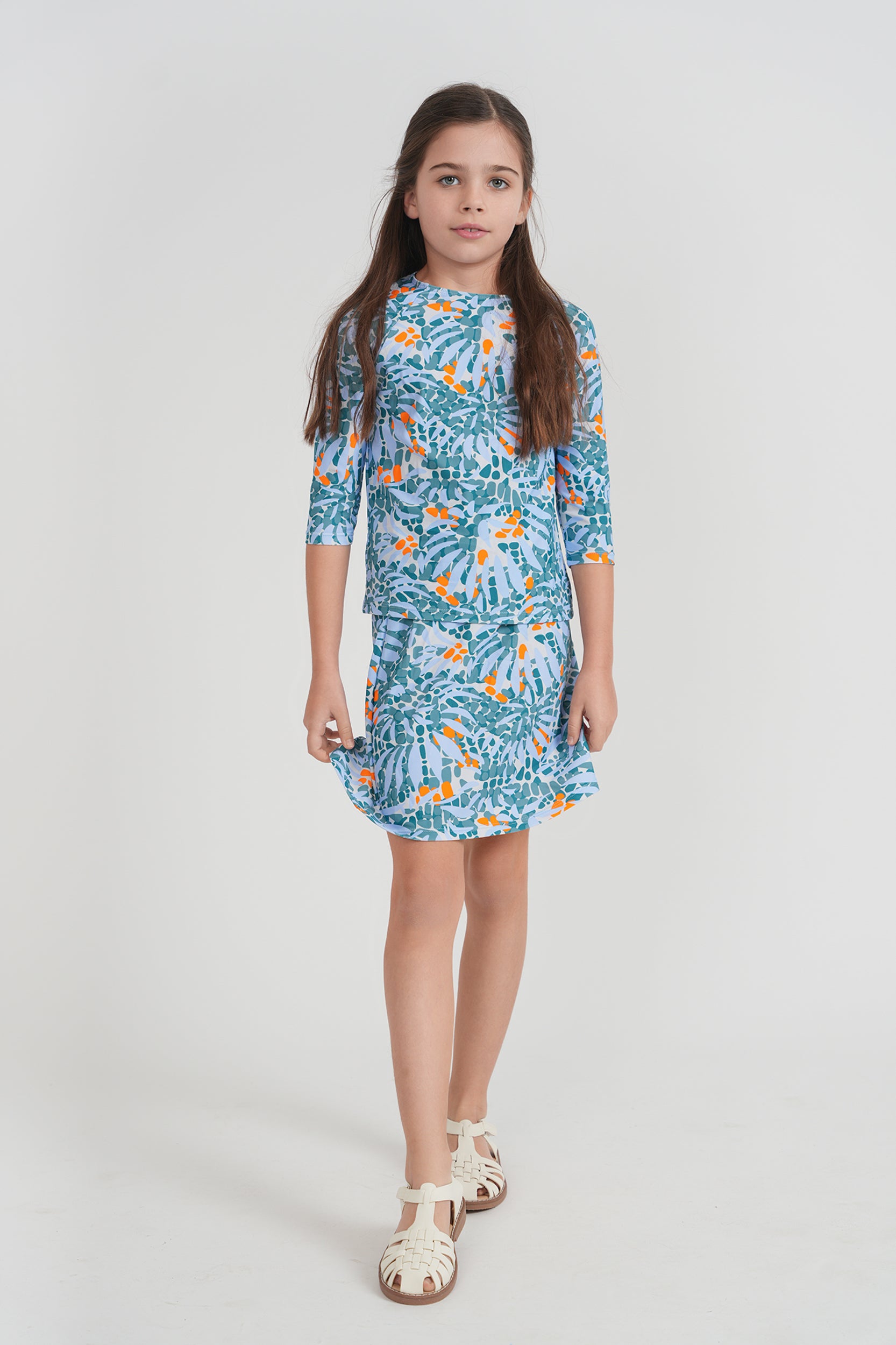 Girls 3/4 Sleeve Printed Swim Set in by Try