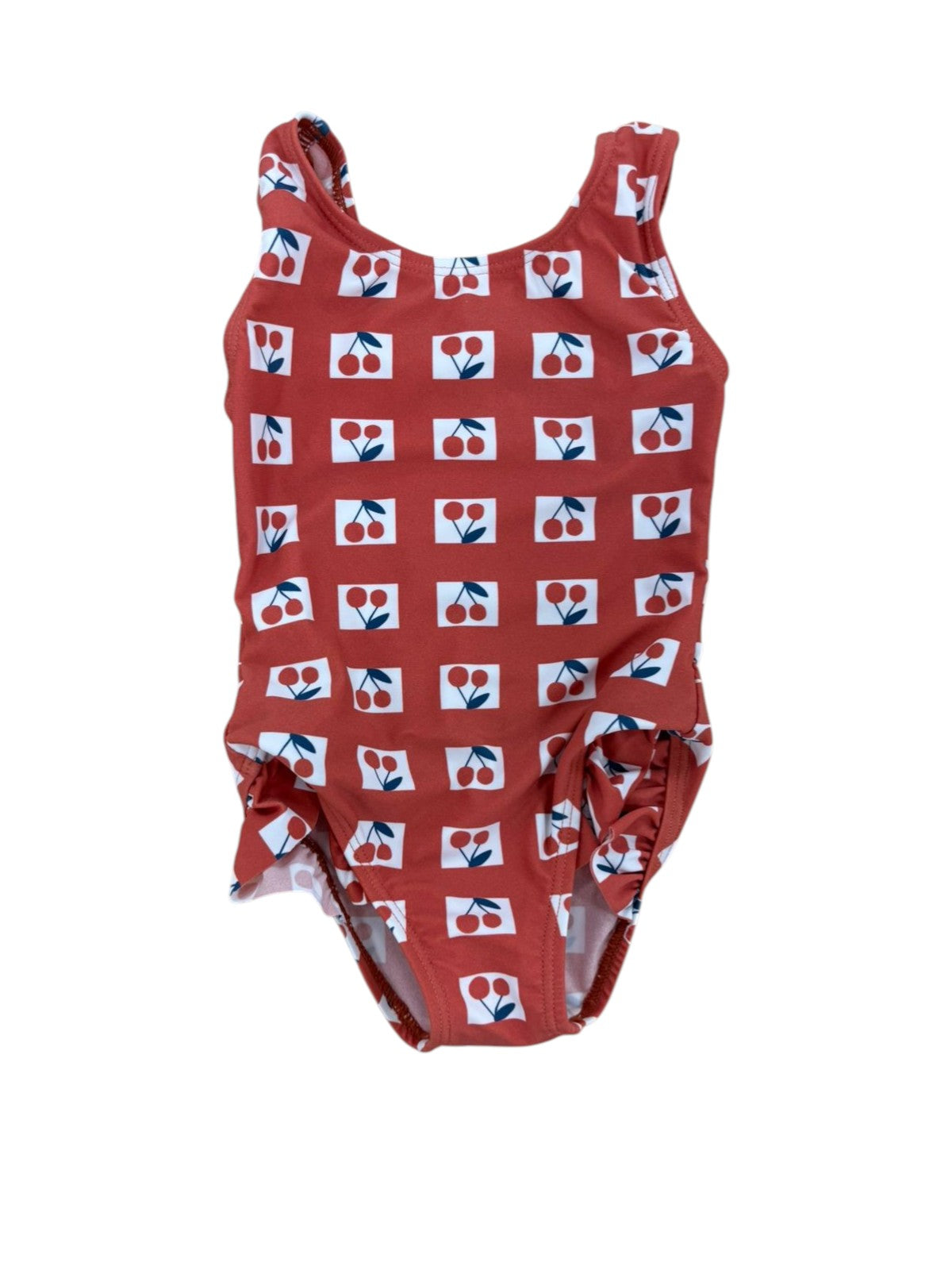 Checked Print Swim Suit in Red by Sunburnt