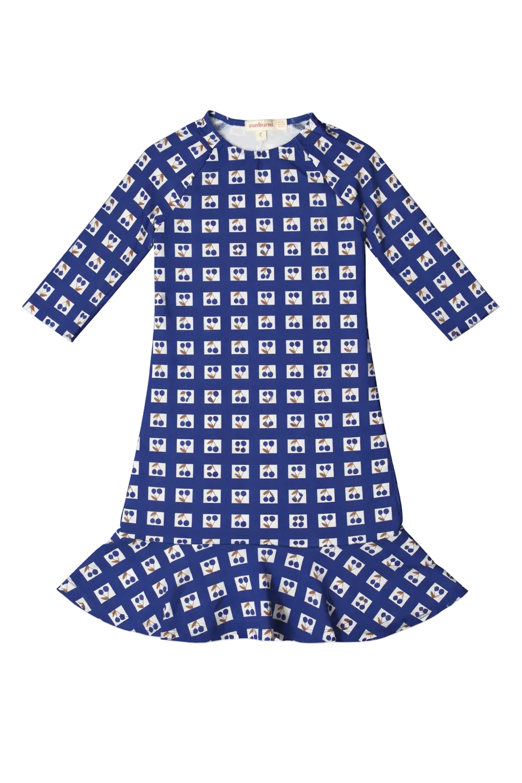 Cherry Print Swim Dress in Blue by Sunburnt