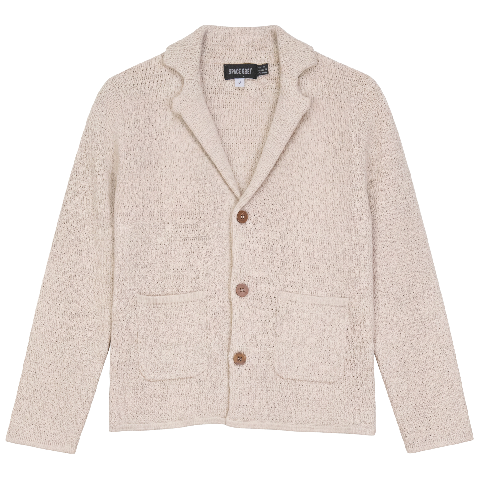 Textured Knit Blazer in Dark Almond by Space Grey