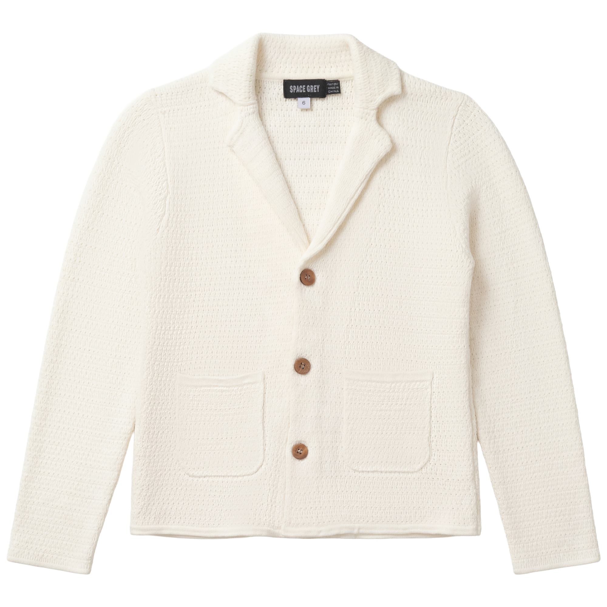 Textured Knit Blazer in Ivory by Space Grey