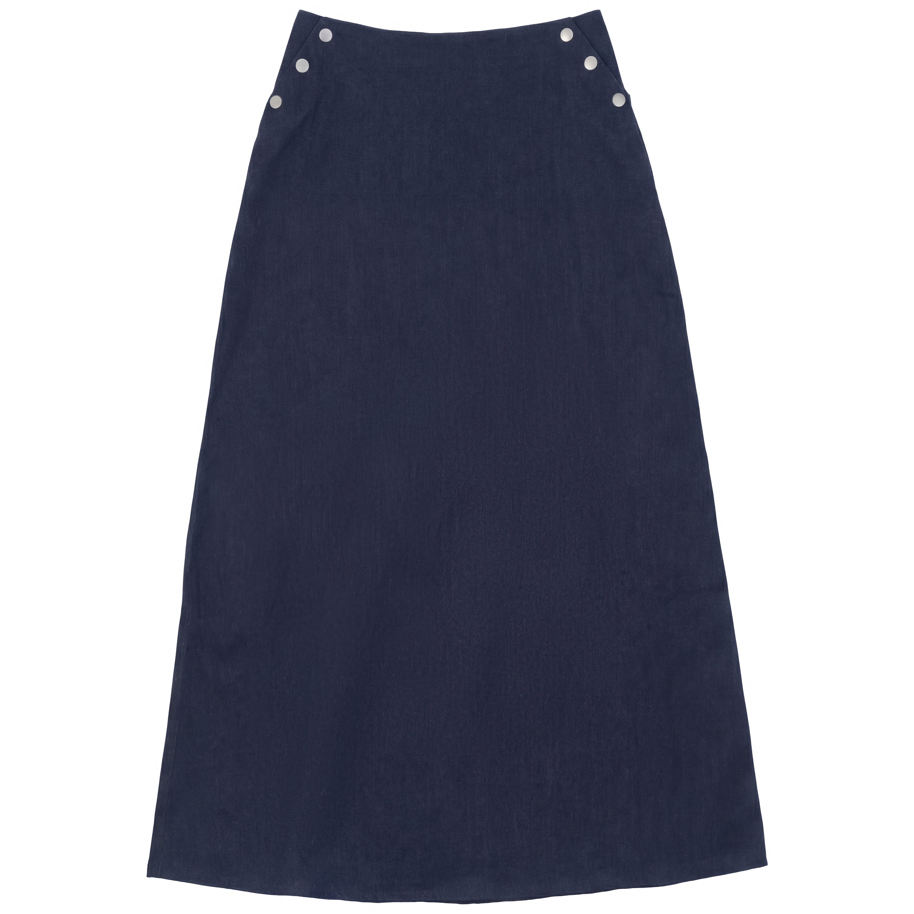 Denim Side Button Skirt in Dark Denim by Noni