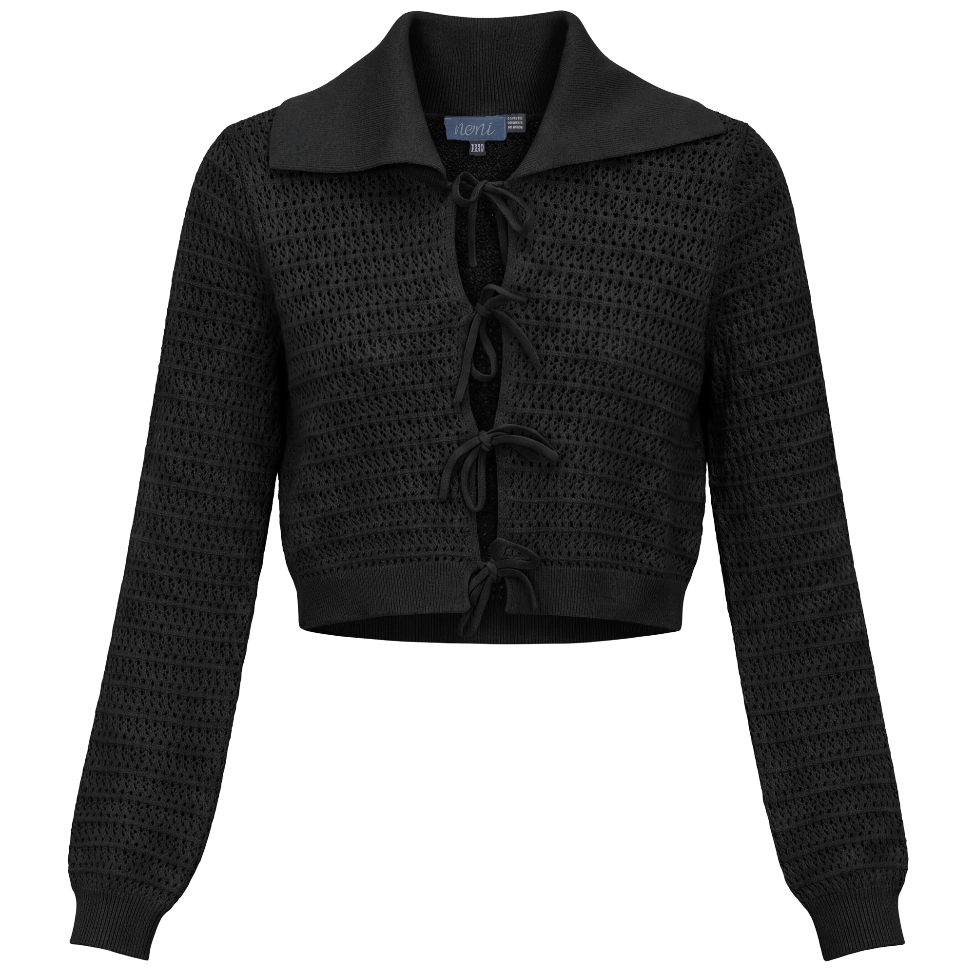 Eyelet Knit Sweater in Black by Noni