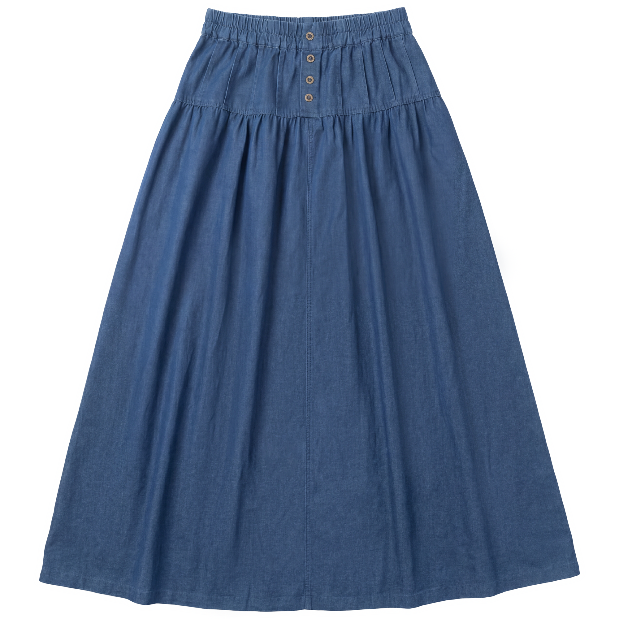 Button Denim Long Skirt in Dark Denim by Noni Daily