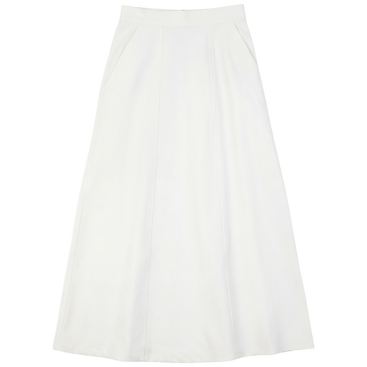 Paneled Denim Pocket Skirt in White by Noni