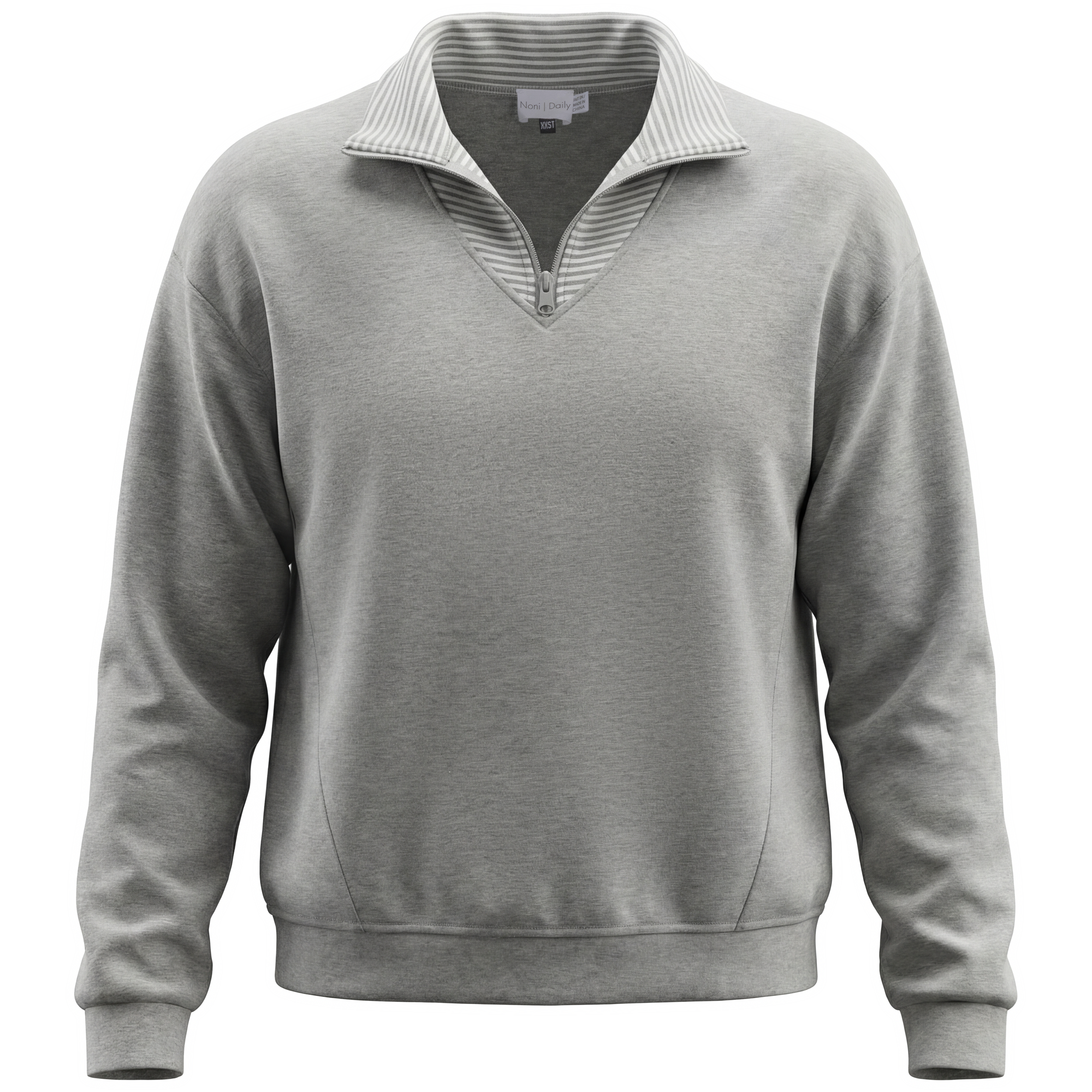 Striped Collar Cotton Sweater in Grey Mix by Noni Daily