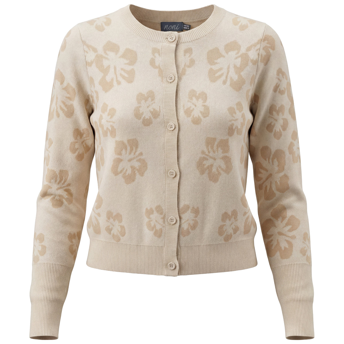 Embosed Flower Cardigan in Ivory by Noni