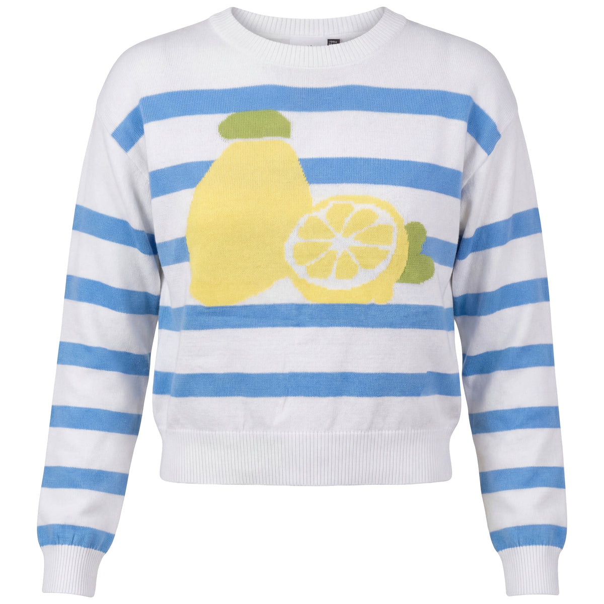 Lemon Knit Sweater in White Blue by Noni Daily