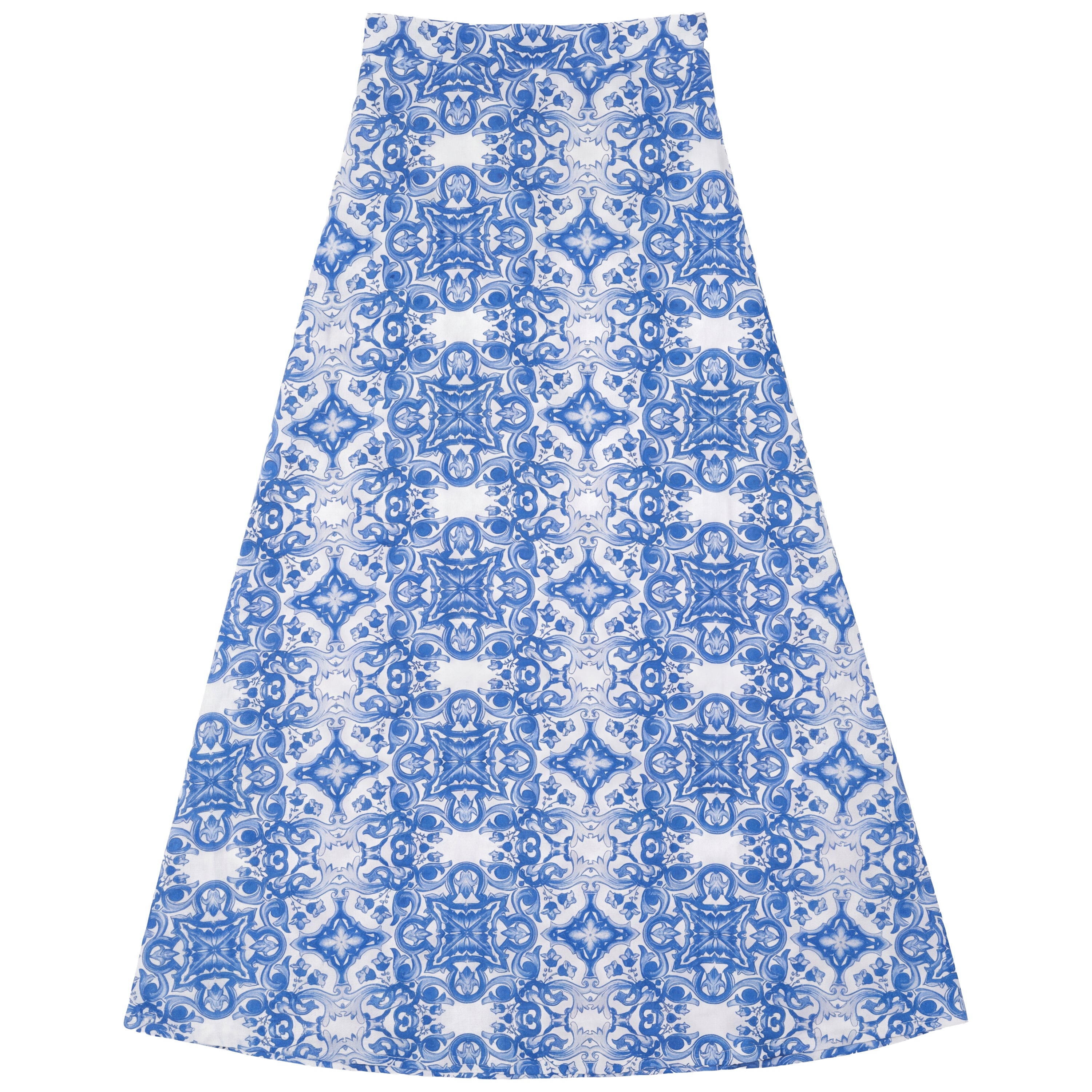 Printed Midi Skirt in Blue by Noni