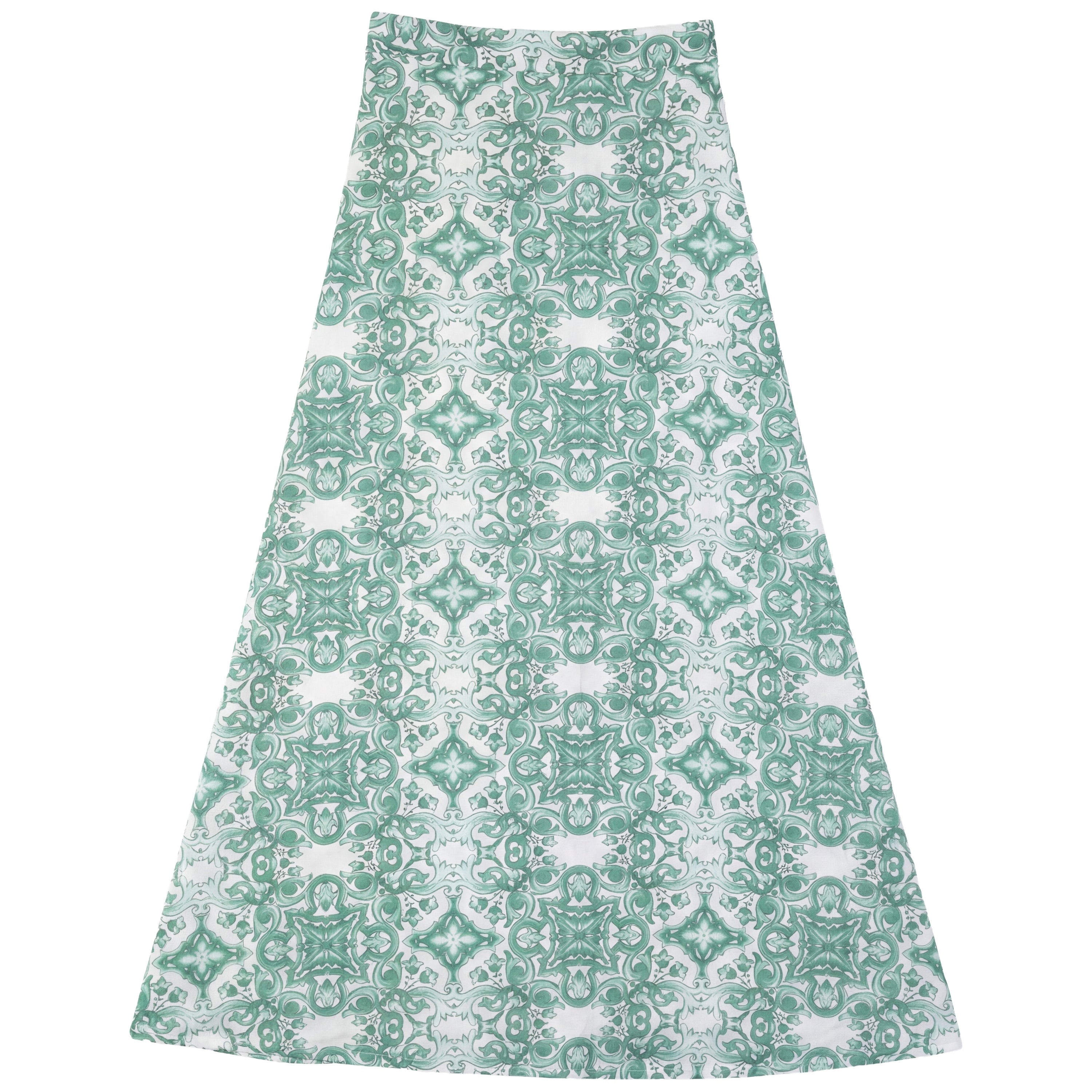 Printed Midi Skirt in Green by Noni