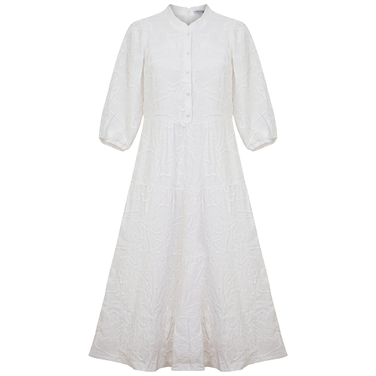 Embroidered Tiered Dress in White by Noni