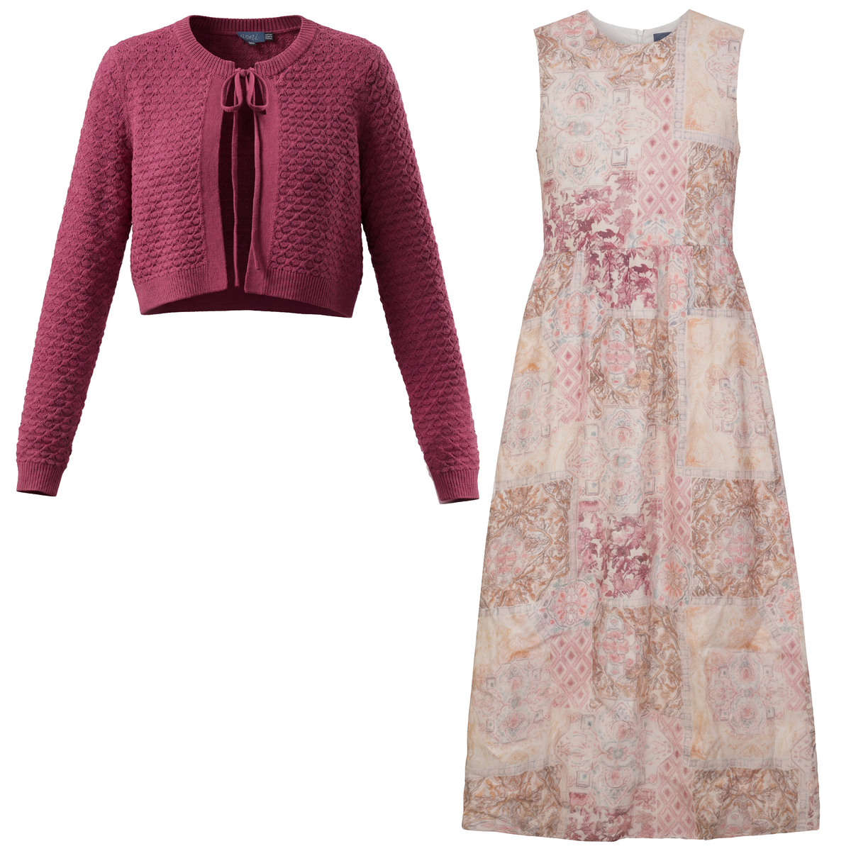 Floral Jumper Cardigan Set in Pink by Noni