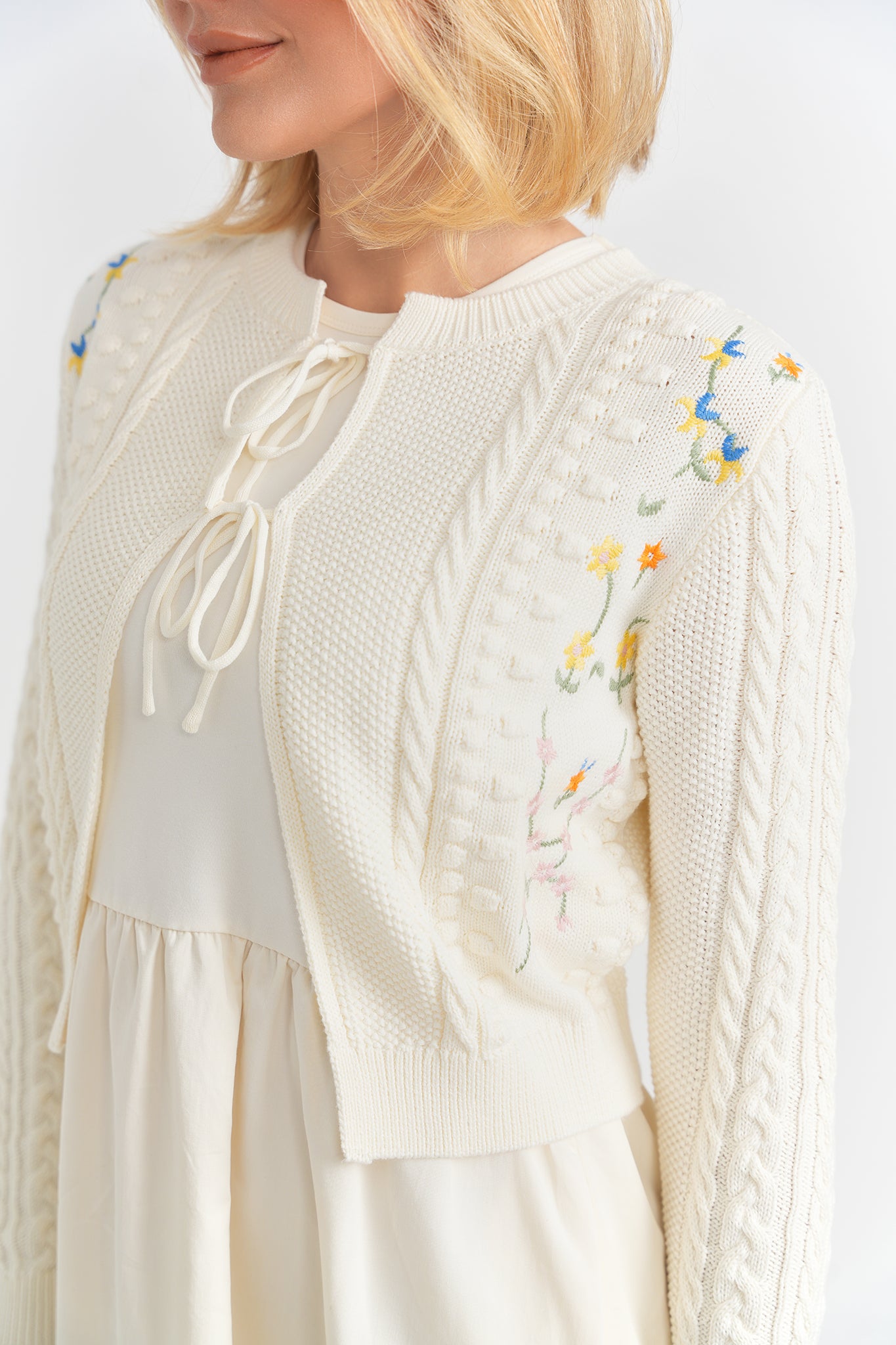 Floral Knit Open Cardigan in by Noni