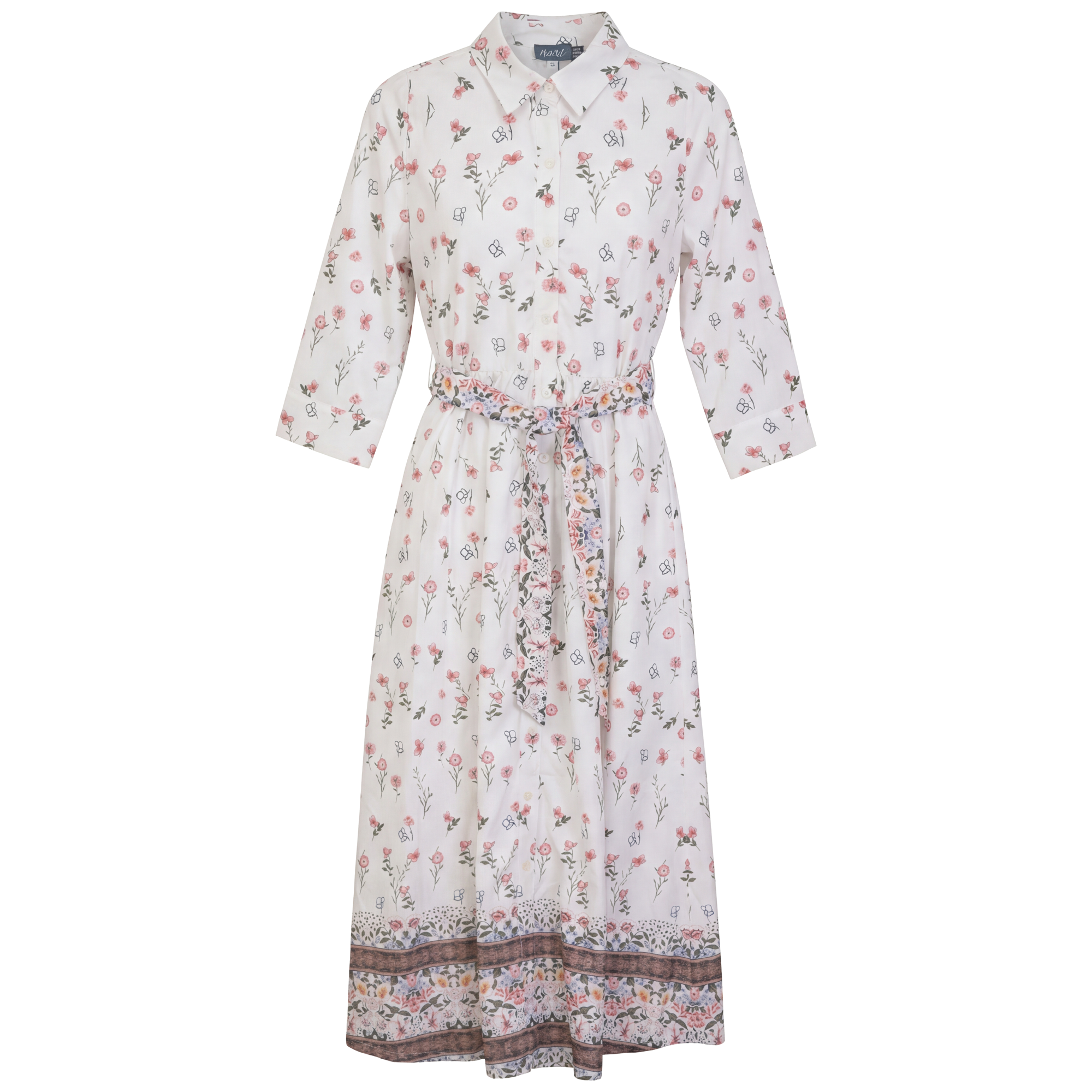 Boarder Print Dress in White by Noni