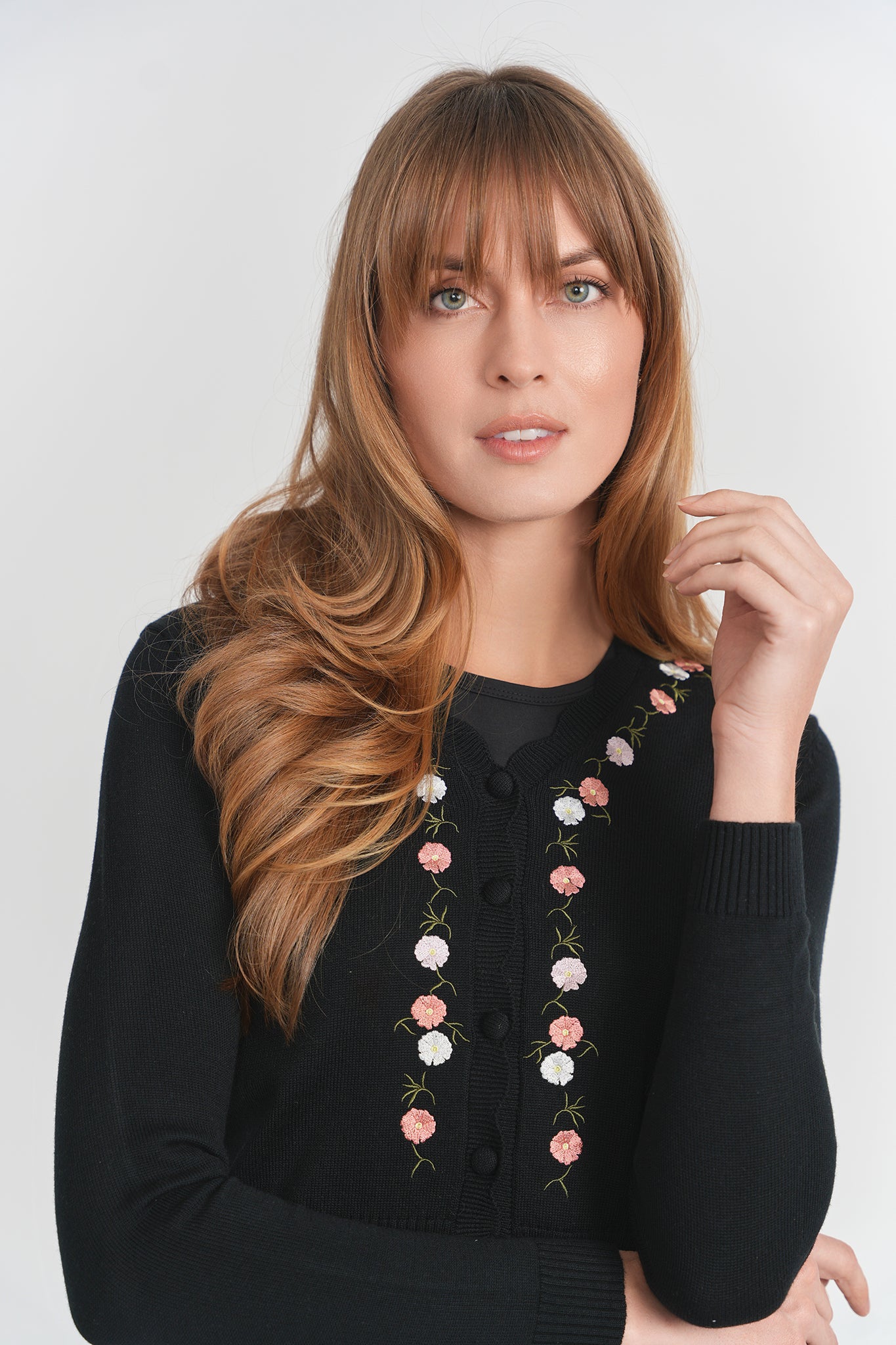Floral Embroidered Knit Cardigan in by Noni