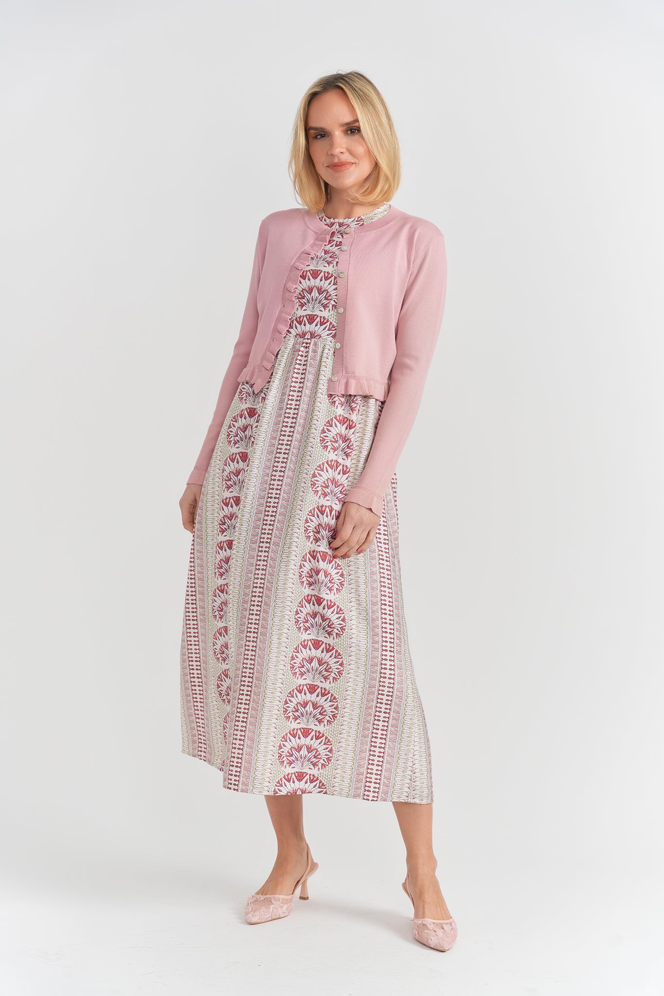 Floral Print Jumper and Cardigan Set in by Noni