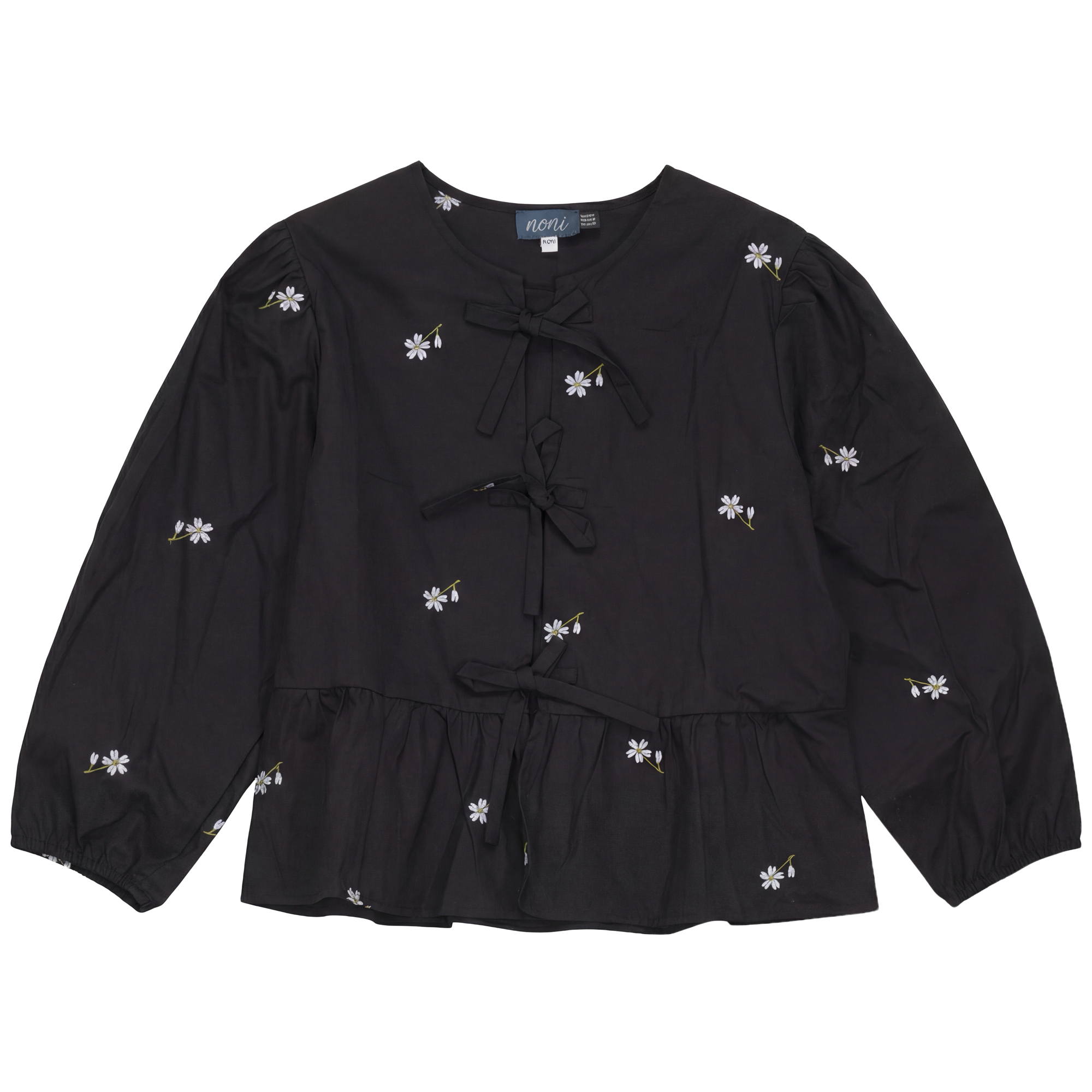 Embroidered Cotton Blouse in Black by Noni