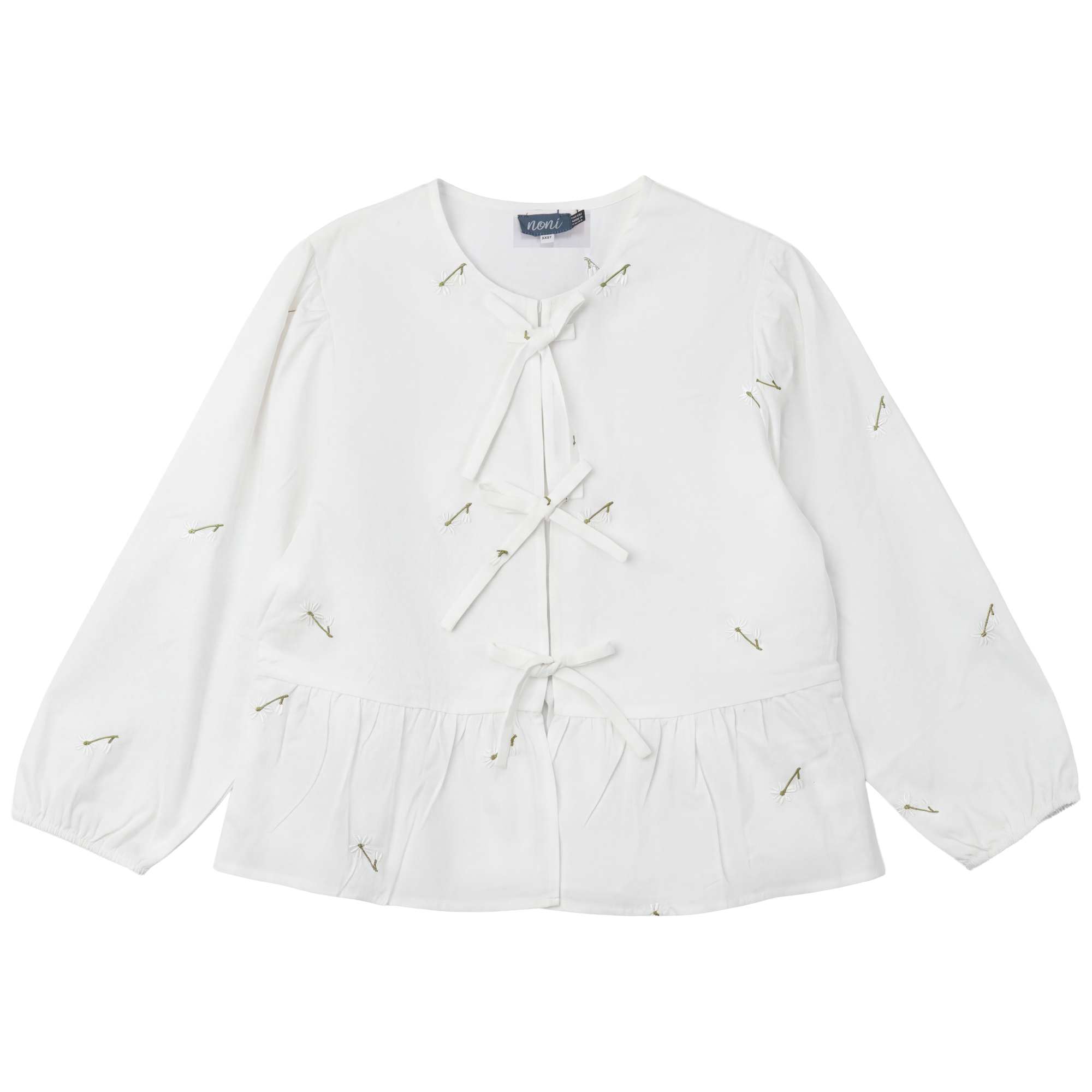 Embroidered Cotton Blouse in White by Noni