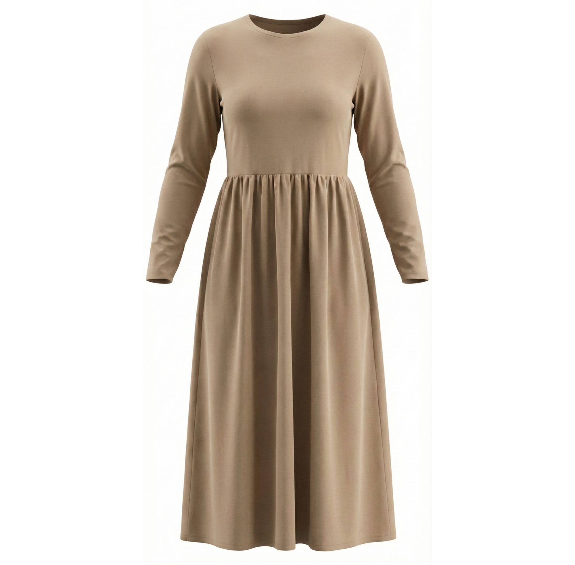Woven Midi Dress in Light Beige by Noni