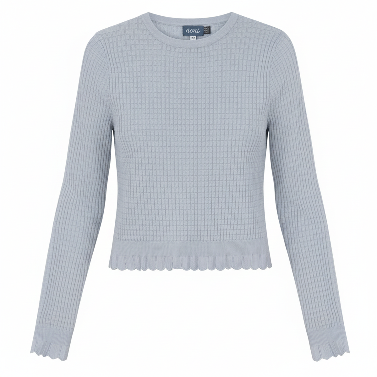 Raised Rib Knit Sweater in Blue by Noni