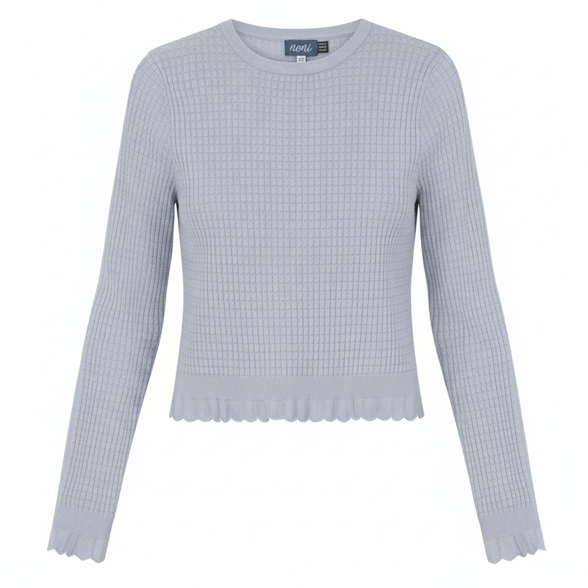 Raised Rib Knit Sweater in Blue by Noni