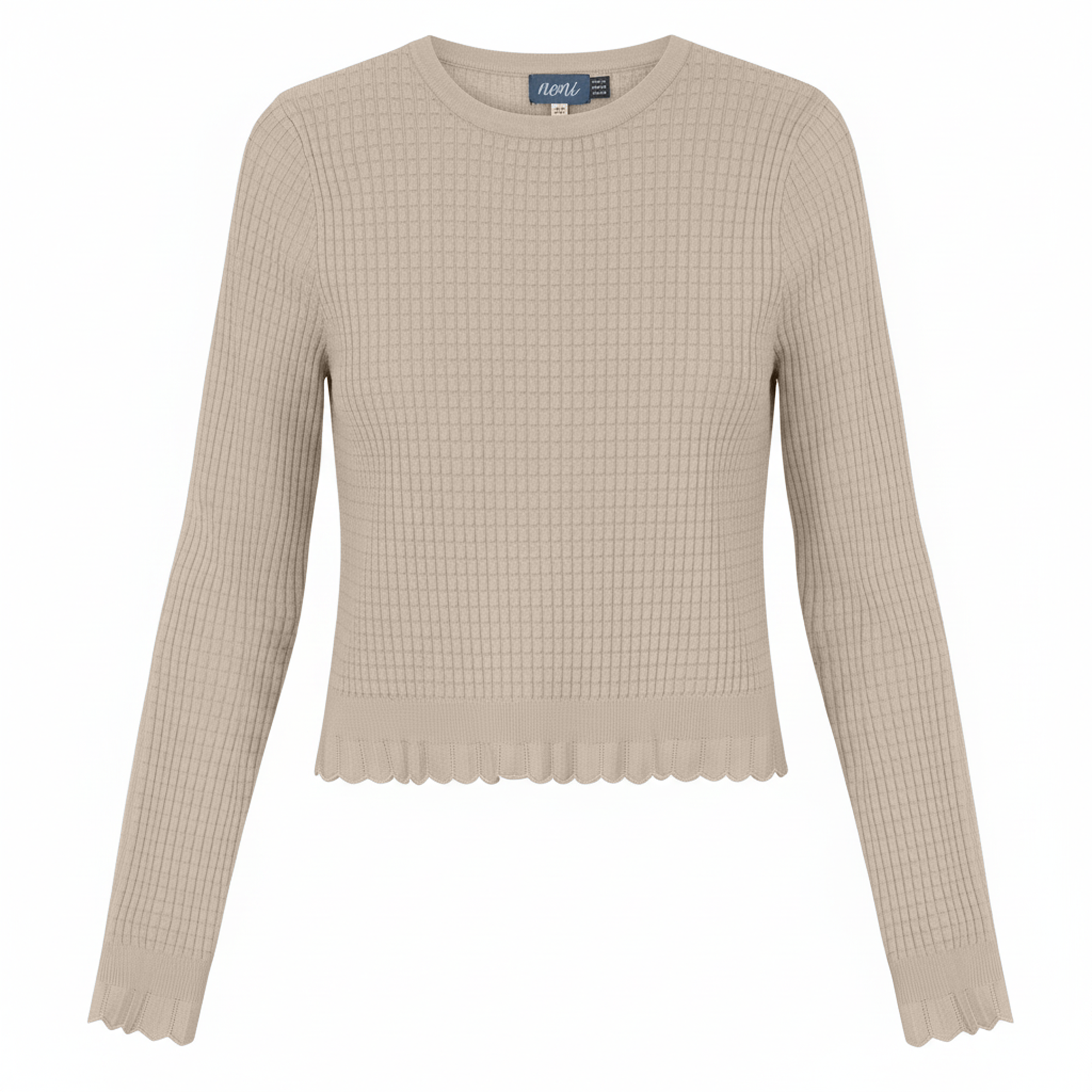 Raised Rib Knit Sweater in Dark Almond by Noni