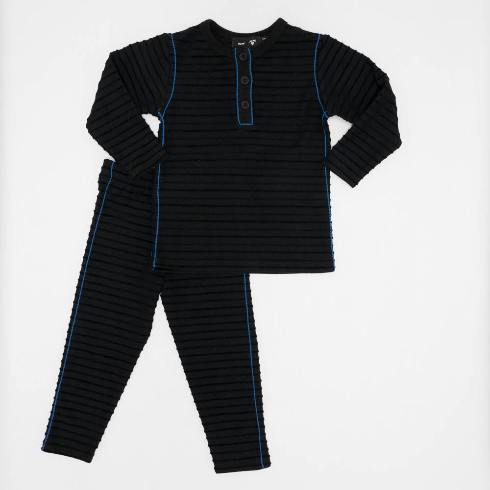 Contrast Stitch 2pc in Black Victoria Blue by Peek a boo