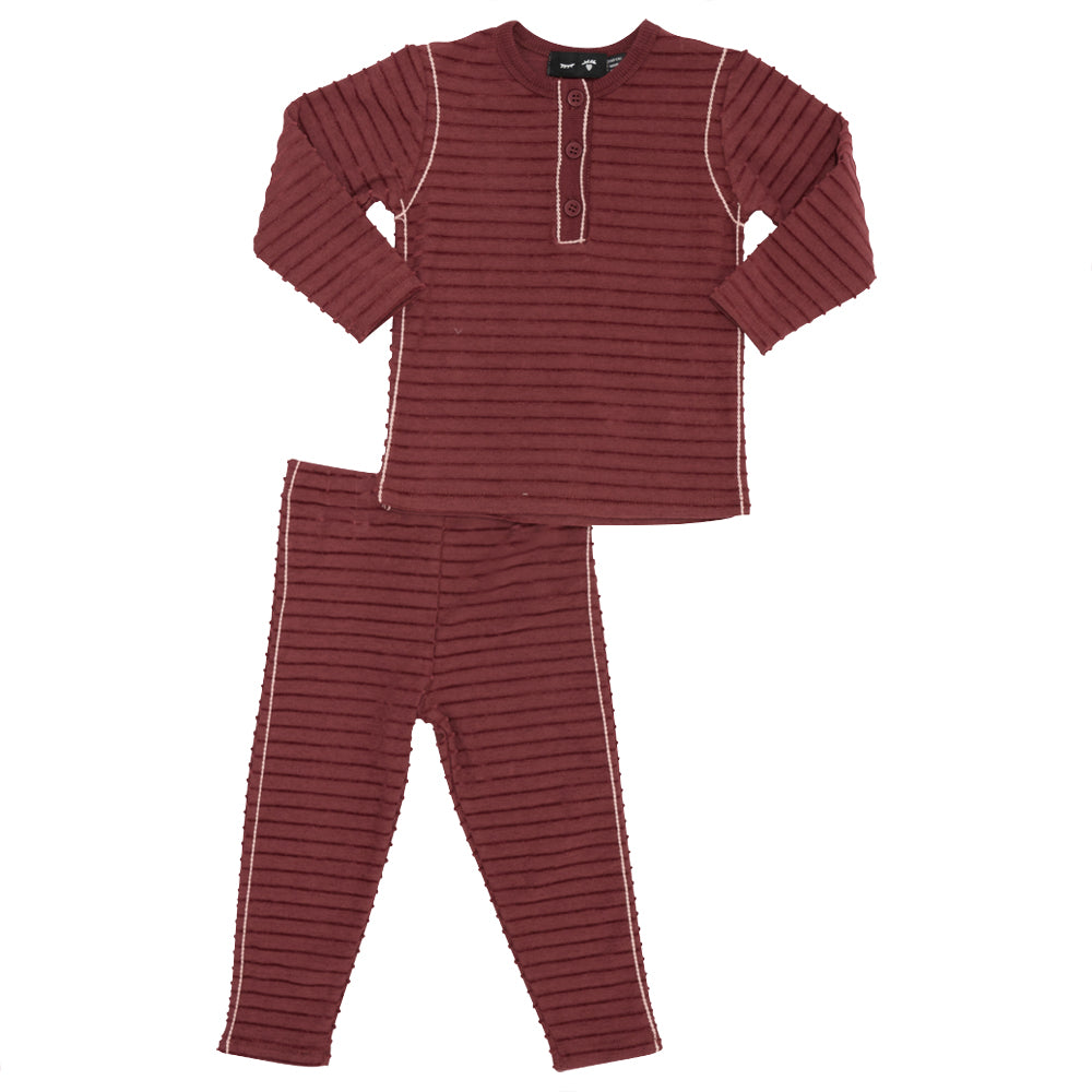 Contrast Stitch 2pc Brick Rose Dawn 2 pc Boys Set by {{ product_vemdor}}