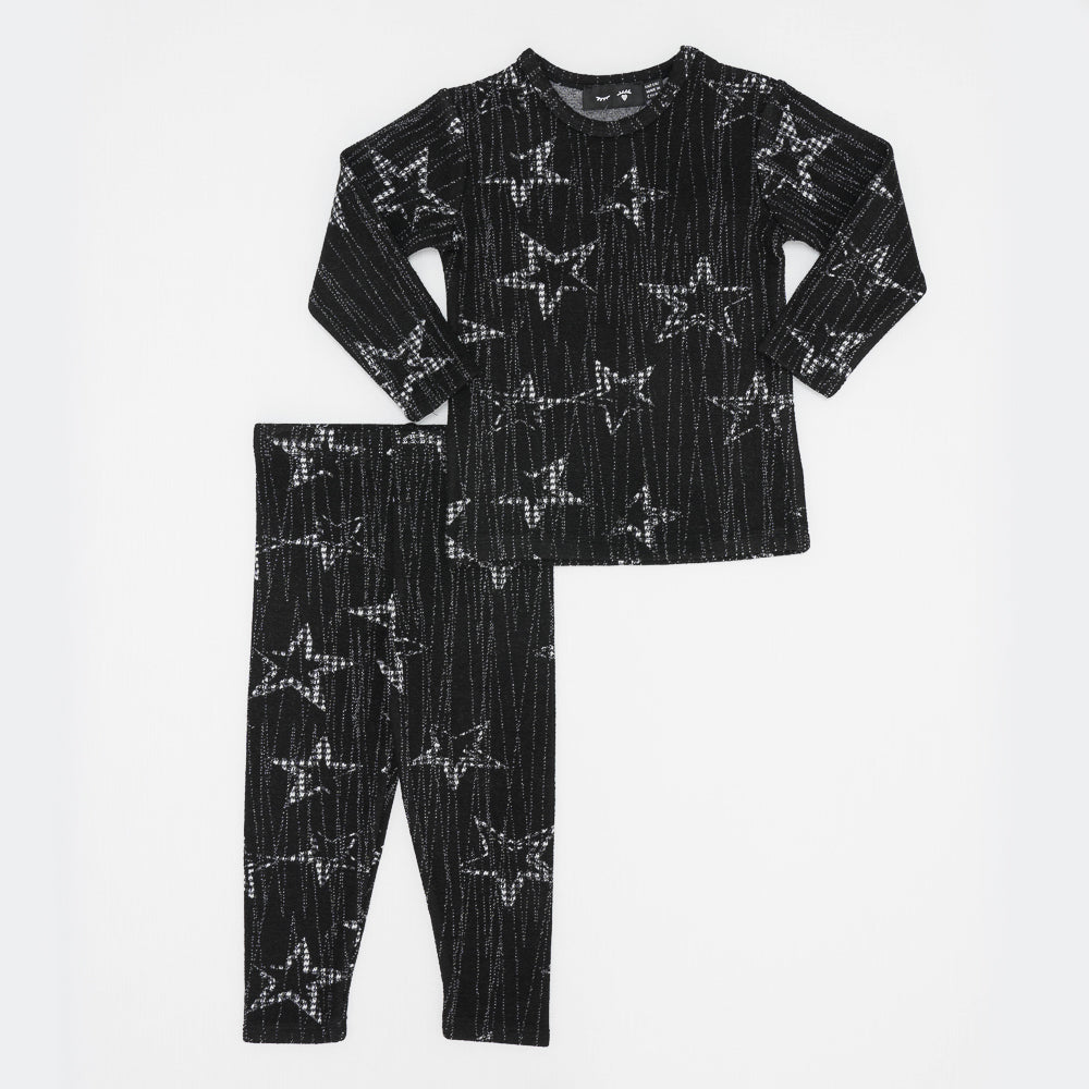 Star Print 2pc Set in Black White by Peek a boo