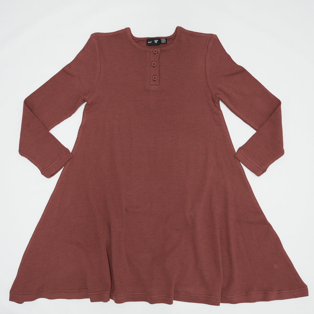 Basic Rib Dress in Apple Butter by Peek a boo