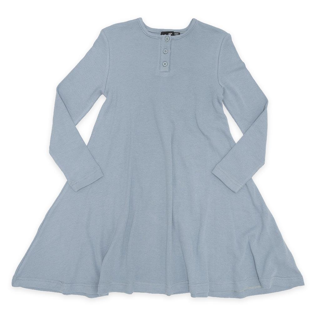Basic Rib Dress in Blue Grey by Peek a boo