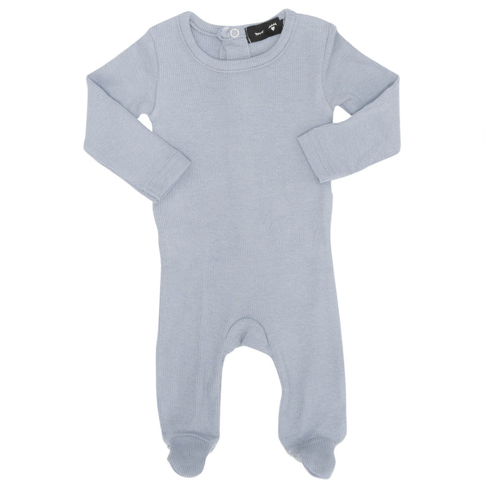 Basic Rib Onesie in Blue Grey by Peek a boo