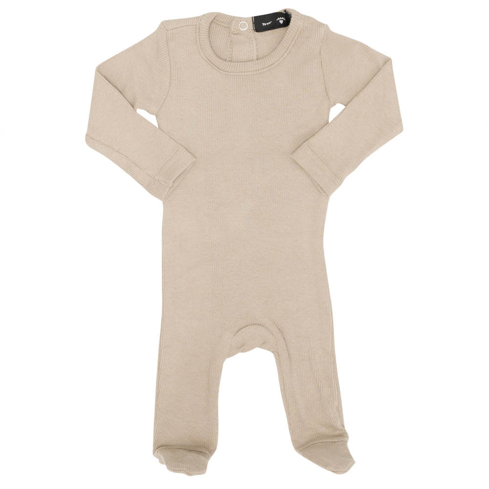 Basic Rib Onesie Sand Mix Baby Romper by {{ product_vemdor}}