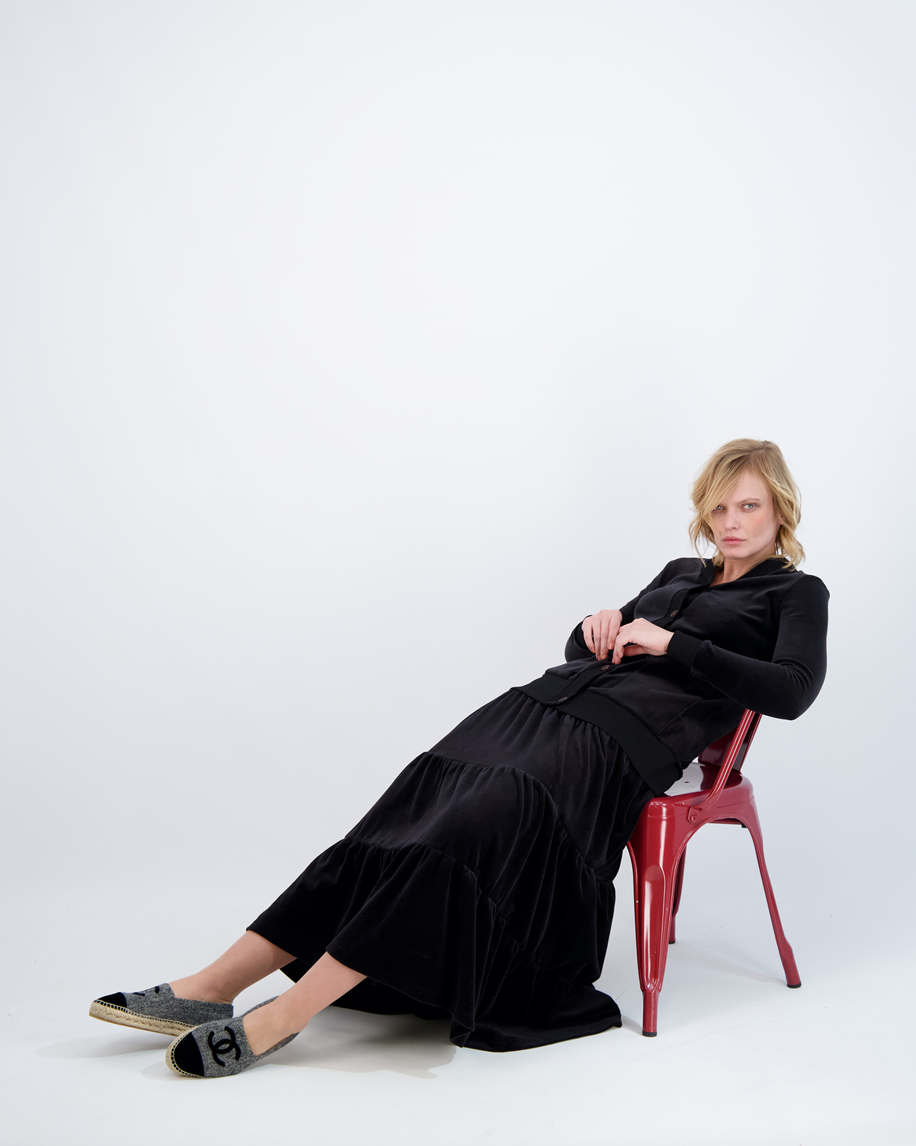 Cotton Velour Midi Length Cardigan in by Vivid