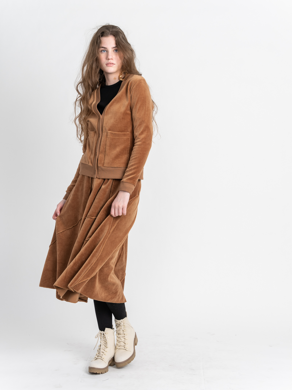 Cotton Velour Cardigan in by Vivid