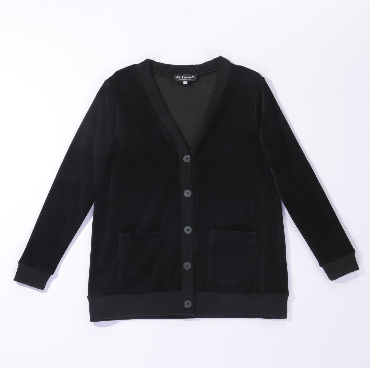 Maternity Velour Cardigan in Black by La Enceinte