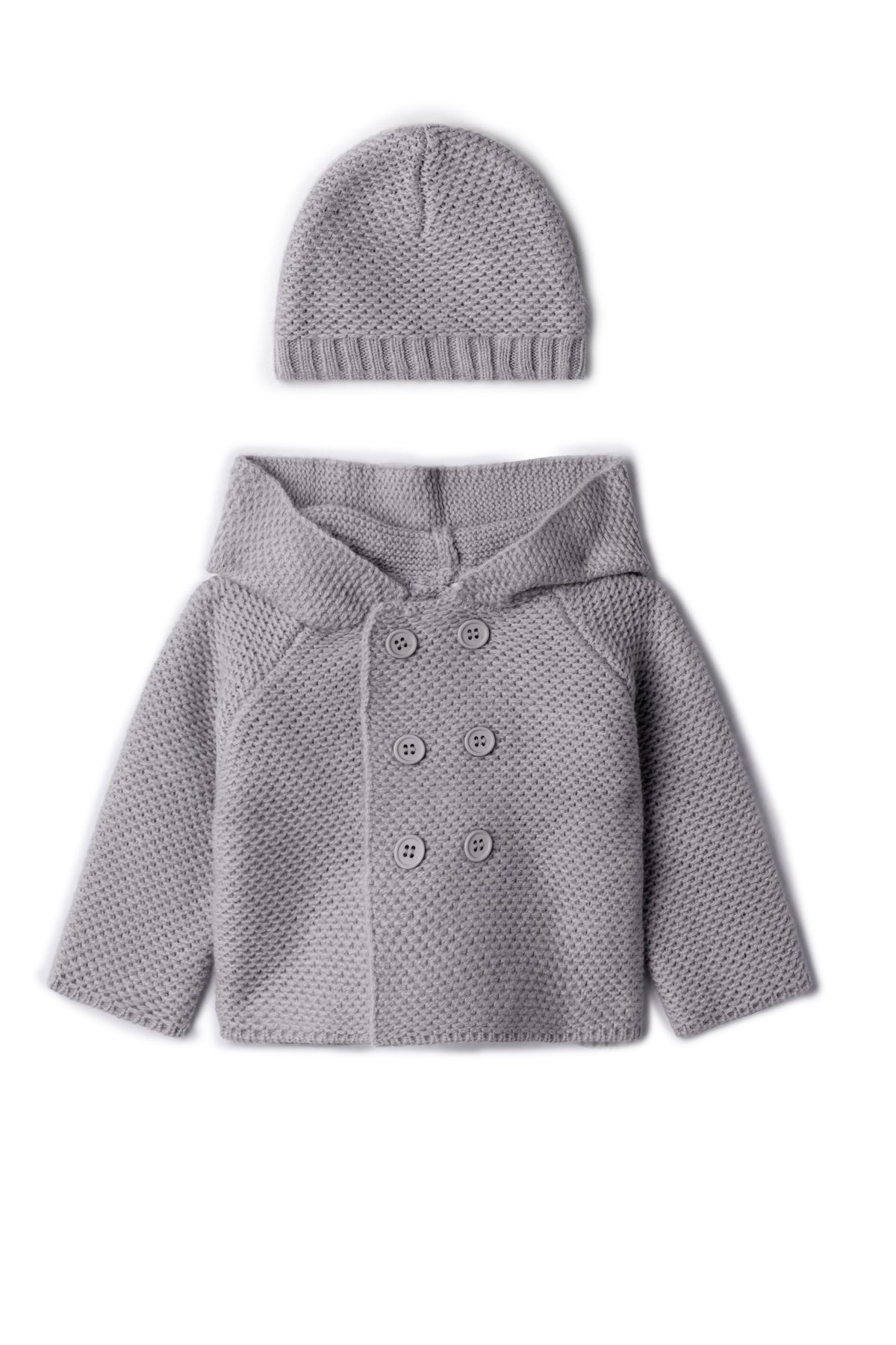 Knit Jacket With Hat in Dove Grey mix by Lux