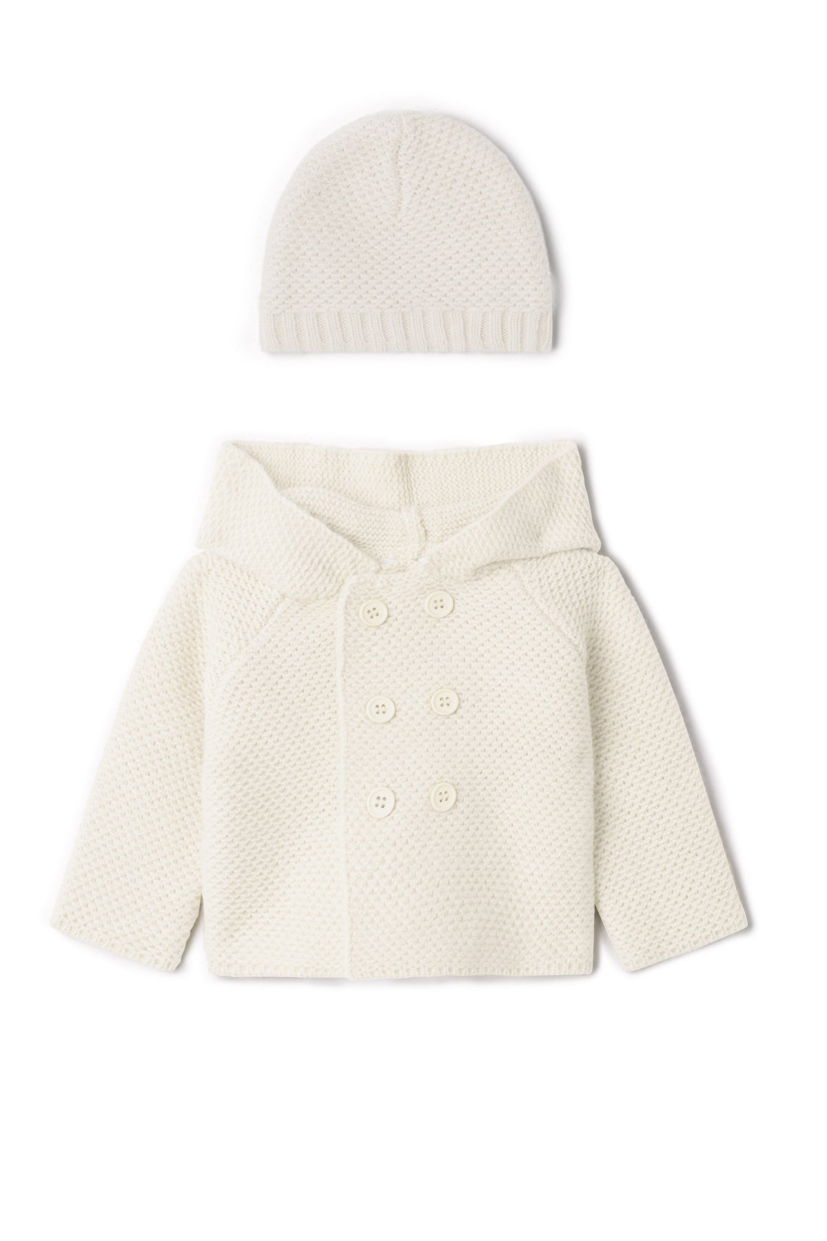 Knit Jacket With Hat in Off White by Lux