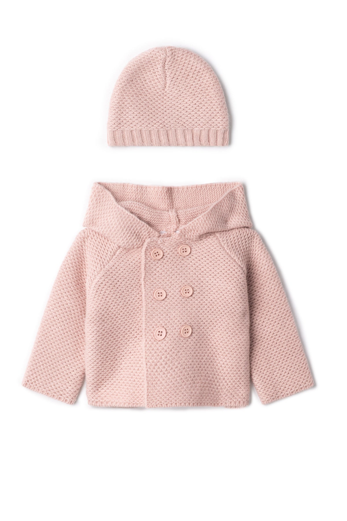 Knit Jacket With Hat in Pale Mauve by Lux