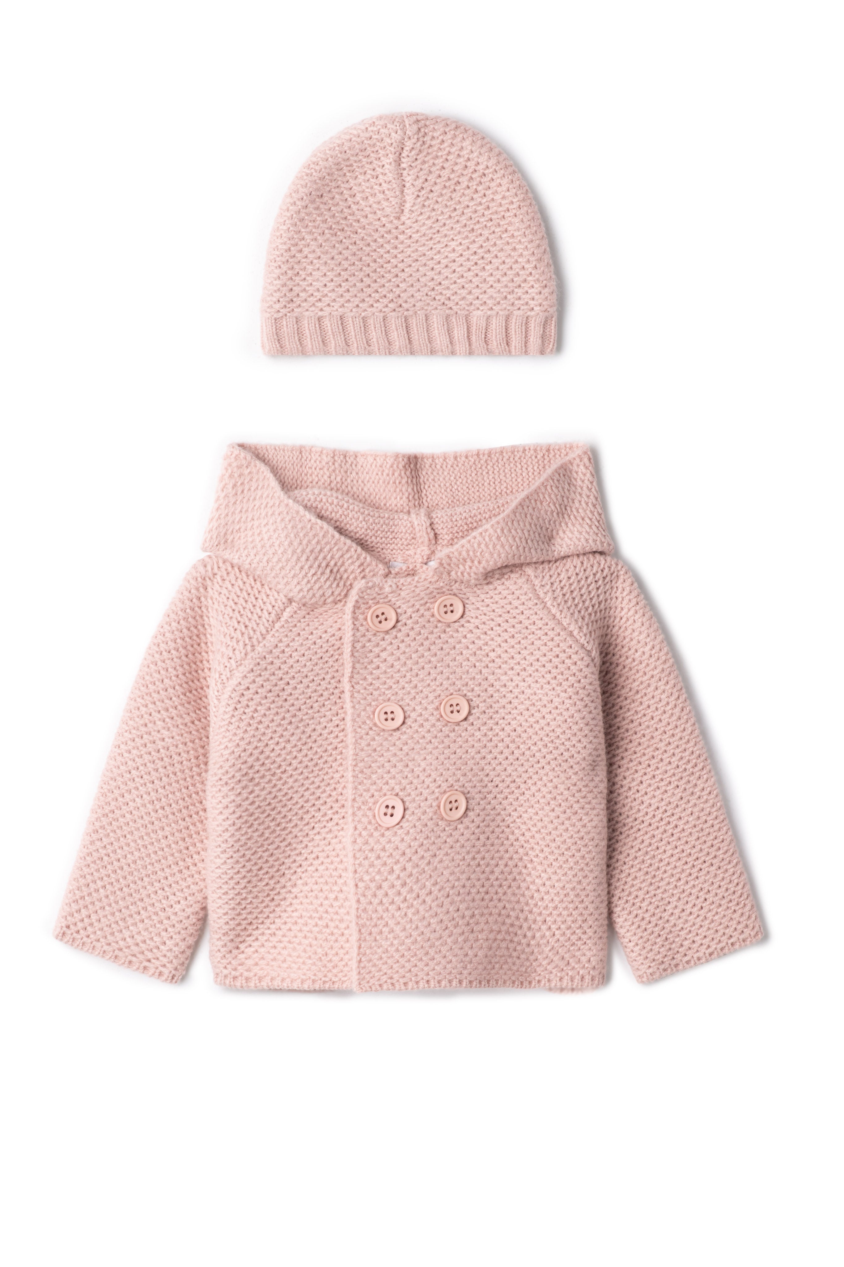 Knit Jacket With Hat in Pale Mauve by Lux