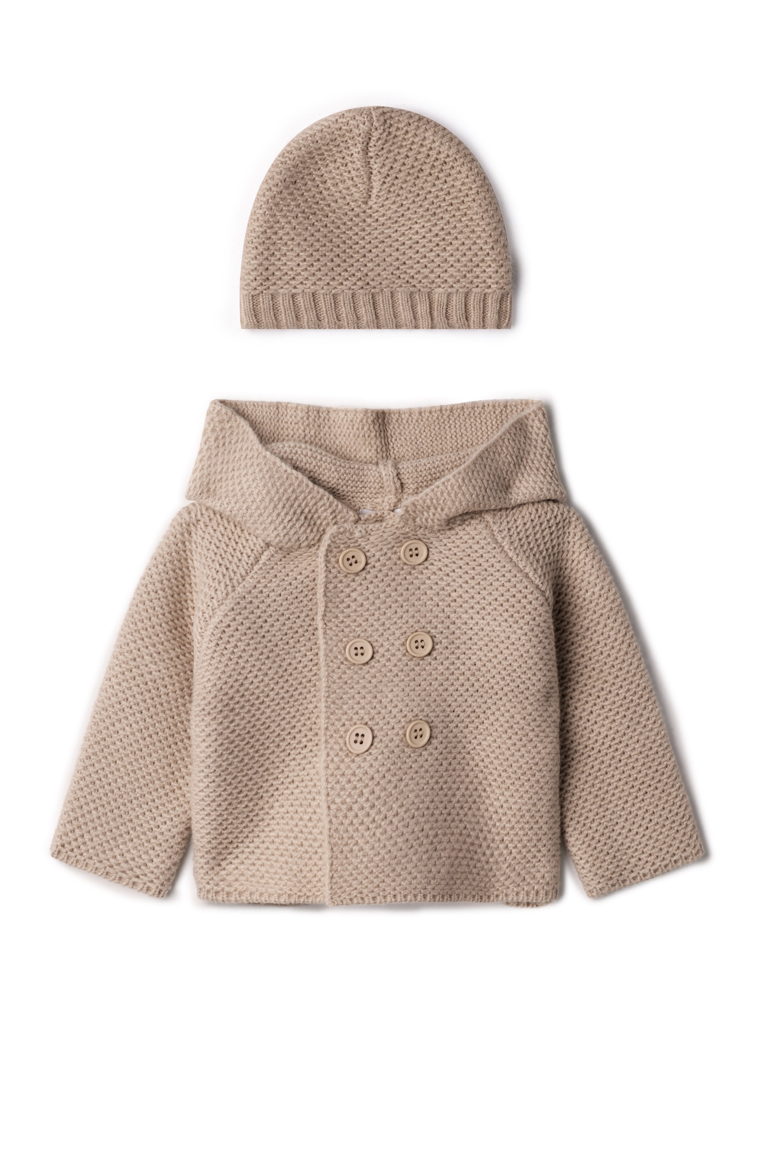 Knit Jacket With Hat in Stone Mix by Lux