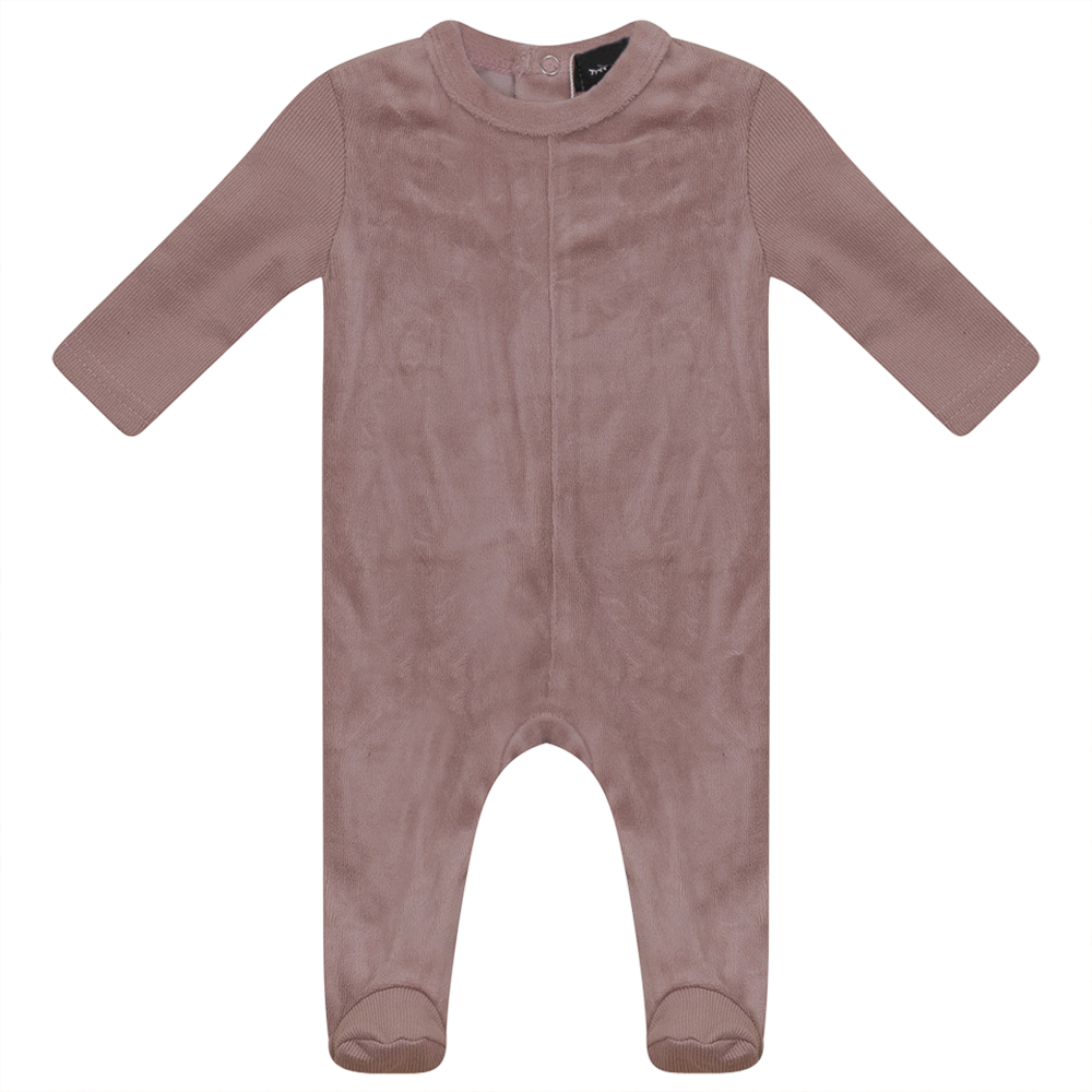 Velour And Rib Combo Onesie in Mauve by Peek a boo