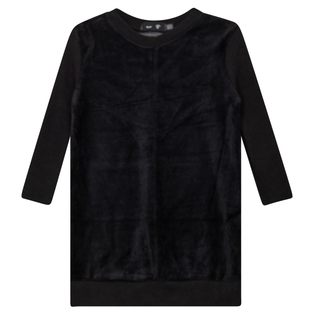 Velour And Rib Combo Dress in Black by Peek a boo