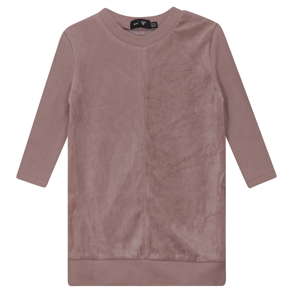 Velour And Rib Combo Dress in Mauve by Peek a boo