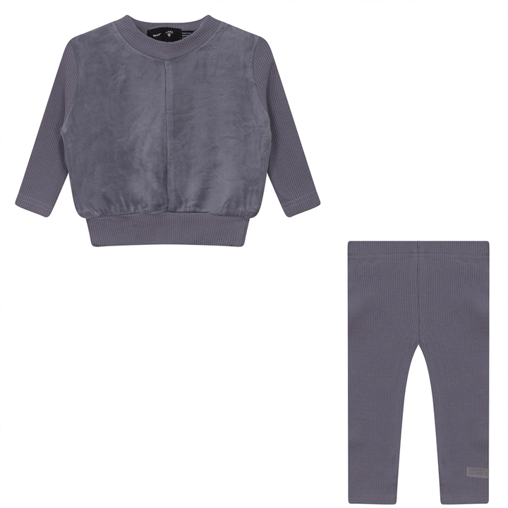 Velour And Rib Combo 2 PC Set Grey Blue 2 pc Boys Set by {{ product_vemdor}}