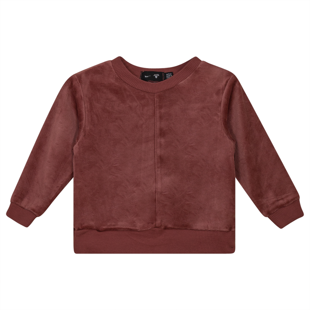 Velour And Rib Combo Uni Top in Apple Butter by Peek a boo